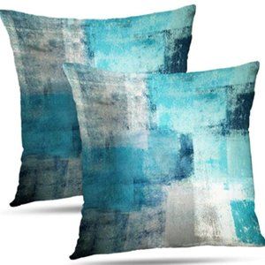 Alricc Turquoise Grey Contemporary Decorative Home Pillow Covers 18X18 Inches